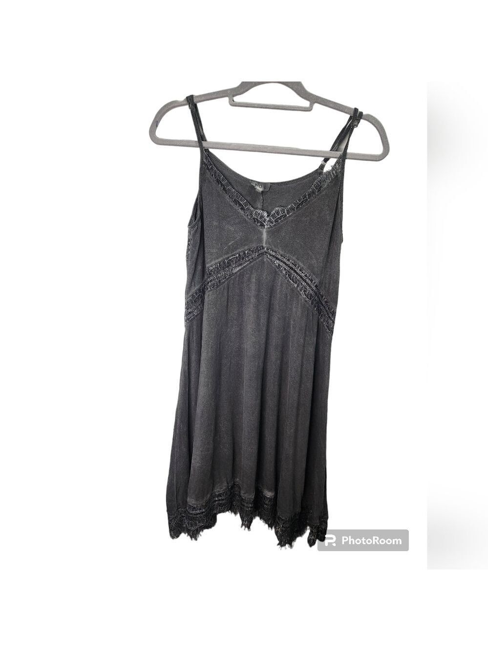 POL Slip Mini Black Mineral Wash Dress Size S